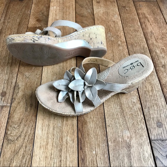 b.o.c. Shoes - Born Concepts Golden Leather cork wedges w/flowers